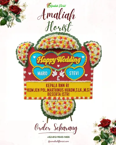 Karangan Papan Bunga Pernikahan di Plumbon